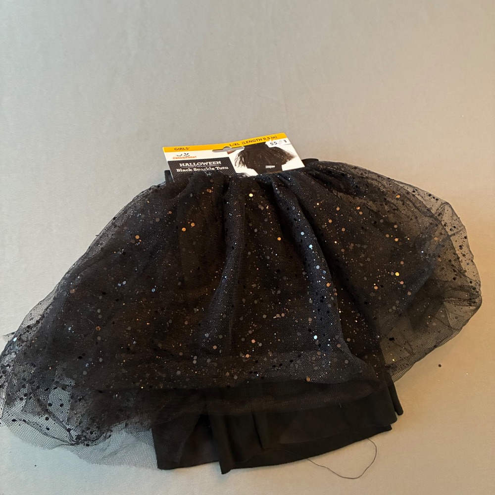Way to Celebrate Girls Halloween Black Sparkle Tutu Skirt L/XL Glitter Costume - Picture 2 of 7